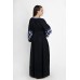 Boho Style Ukrainian Embroidered Maxi Broad Dress "Arabica" Black